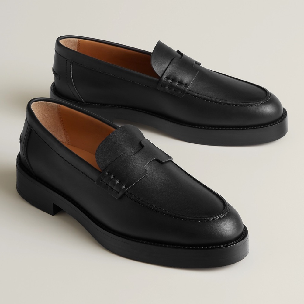 NEW! Hermes Hour Loafers Noir Size 35.5